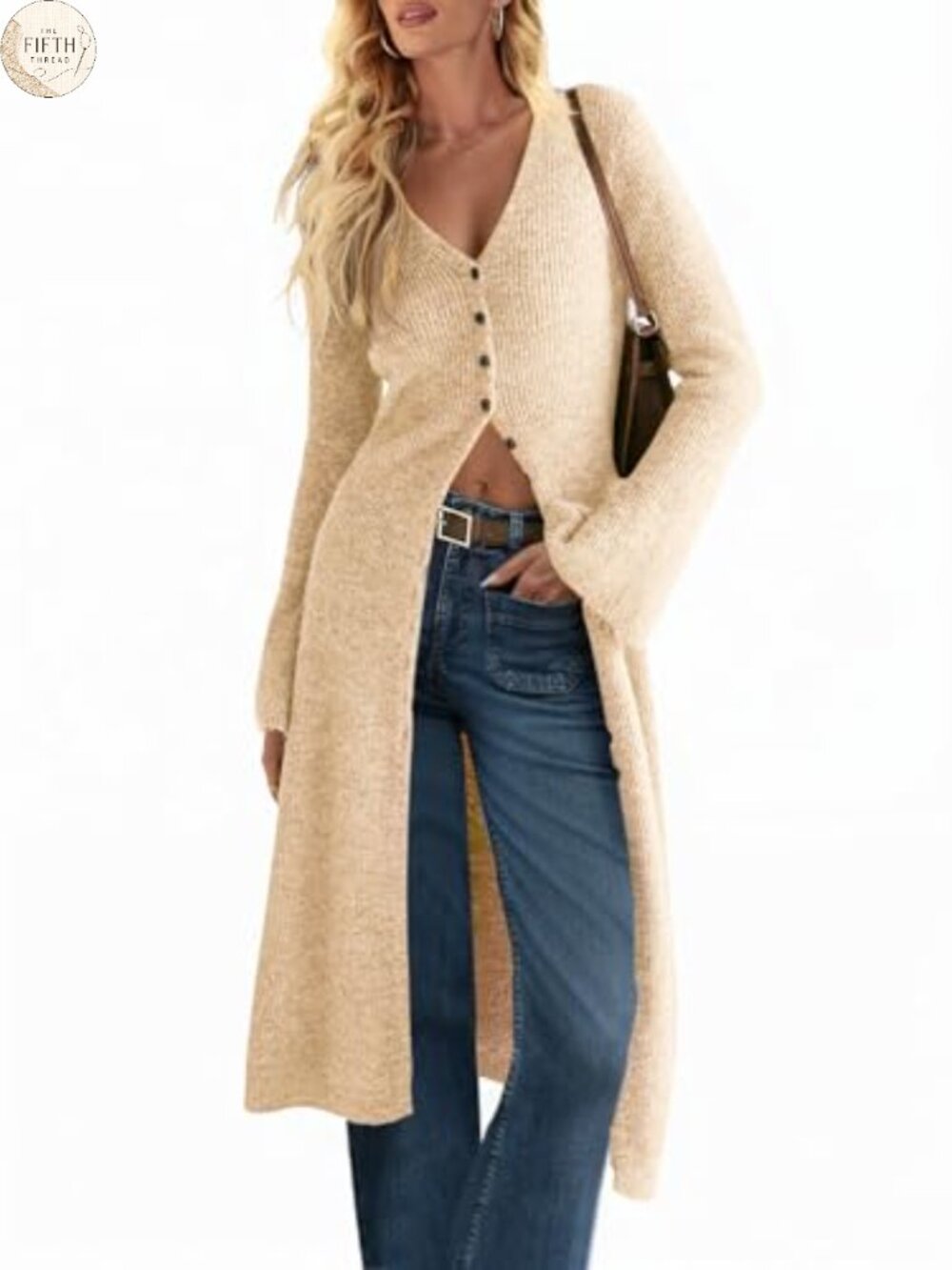 Women's Long Chunky Knit Cardigan Button Down Midi Sweater Duster